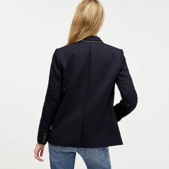 New J. Crew Regent Wool Navy Blue Gray Blazer 4 - Picture 4 of 6